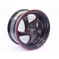 “17” QS SS733 5/100  Gloss Black with Red Milled Finish Alloy Wheels